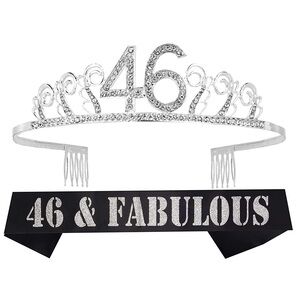 Silver Rhinestone Tiara and Sash Set